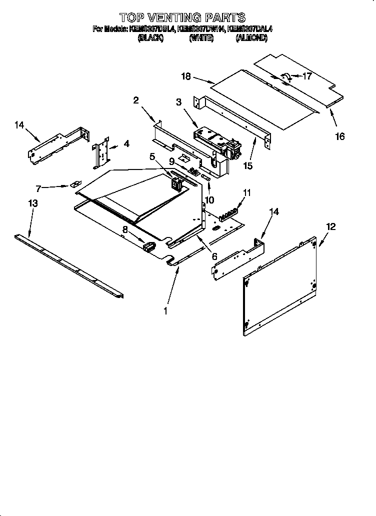 KitchenAid KEMS307DAL4 top venting diagram