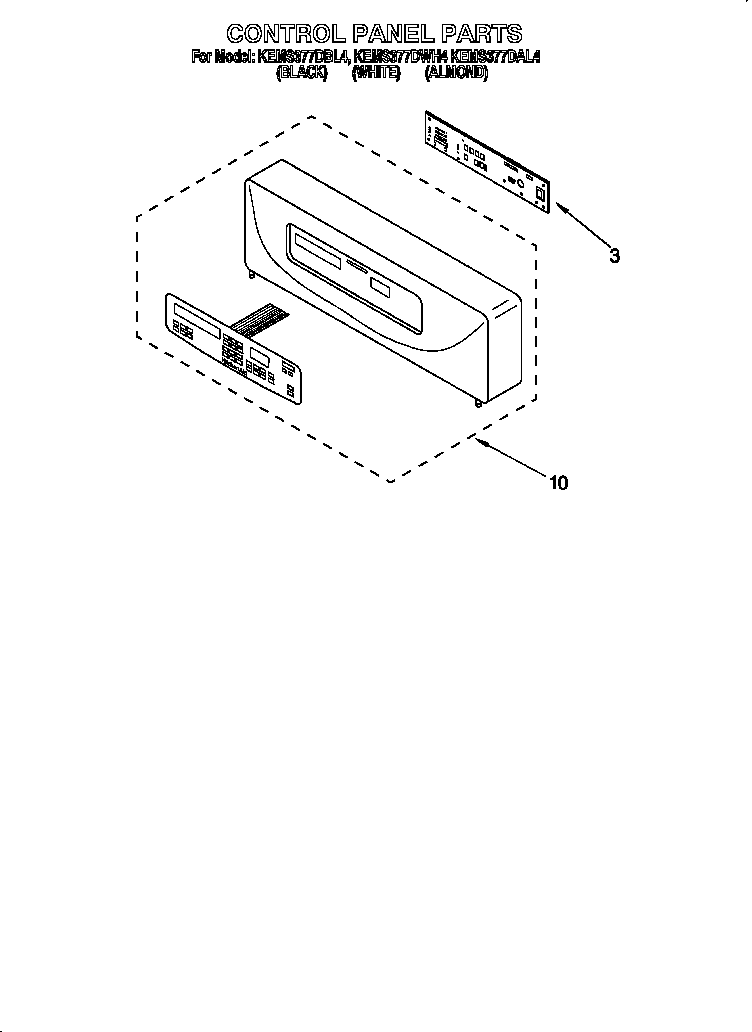 KitchenAid KEMS377DWH4 control panel diagram