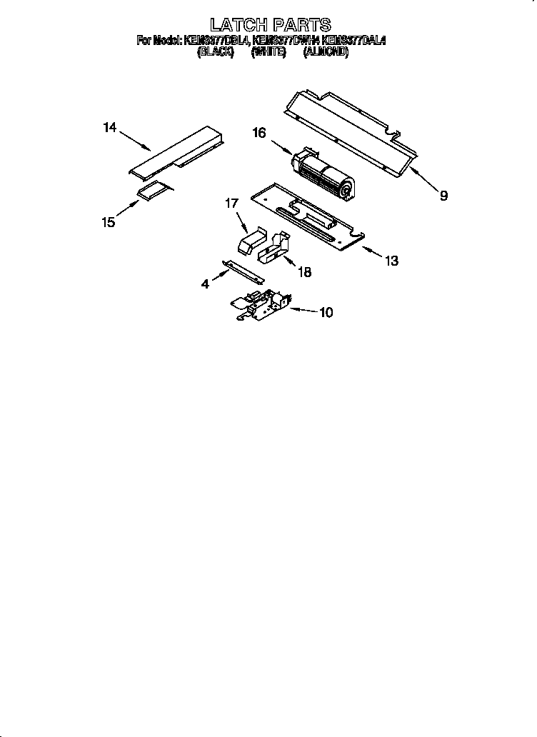 KitchenAid KEMS377DWH4 latch diagram