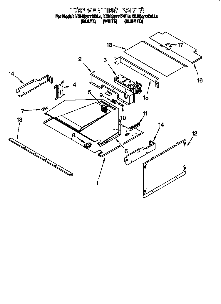 KitchenAid KEMS377DWH4 top venting diagram