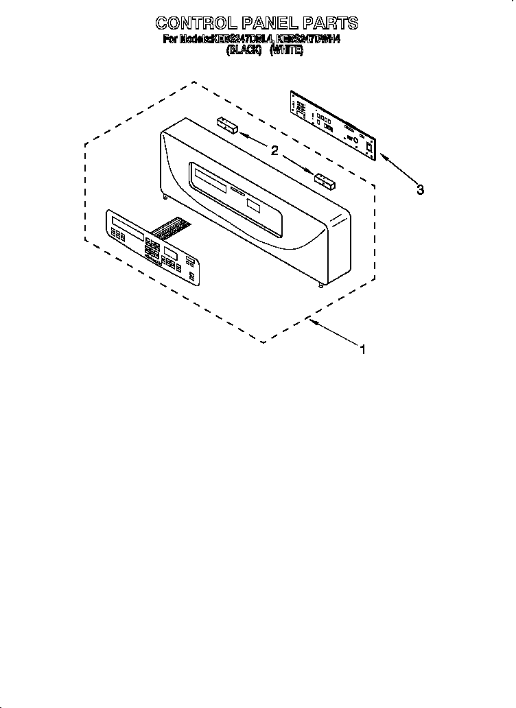 KitchenAid KEBS247DWH4 control panel diagram