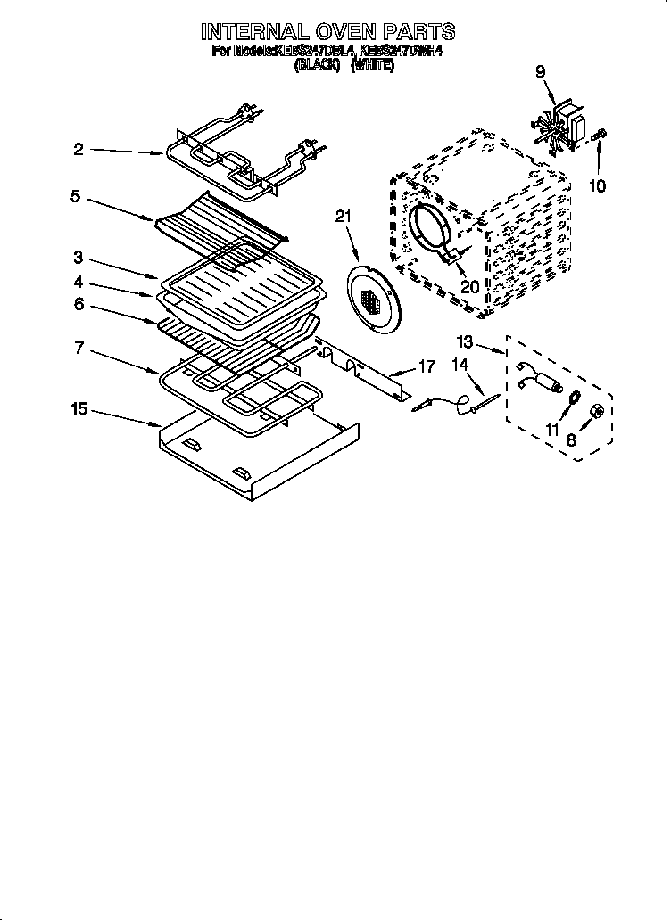 KitchenAid KEBS247DWH4 internal oven diagram