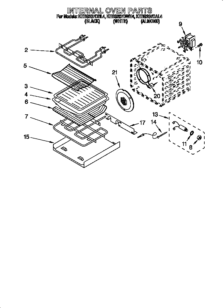 KitchenAid KEBS207DAL4 internal oven diagram