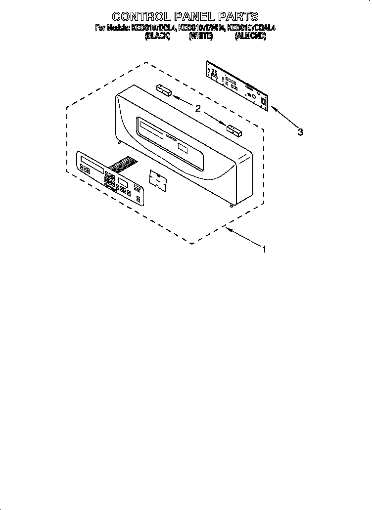 KitchenAid KEBS107DWH4 control panel diagram