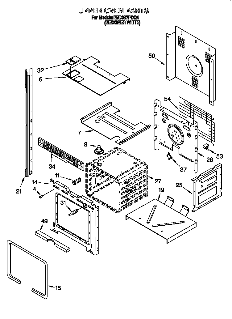 Whirlpool RBD307PDQ4 upper oven diagram