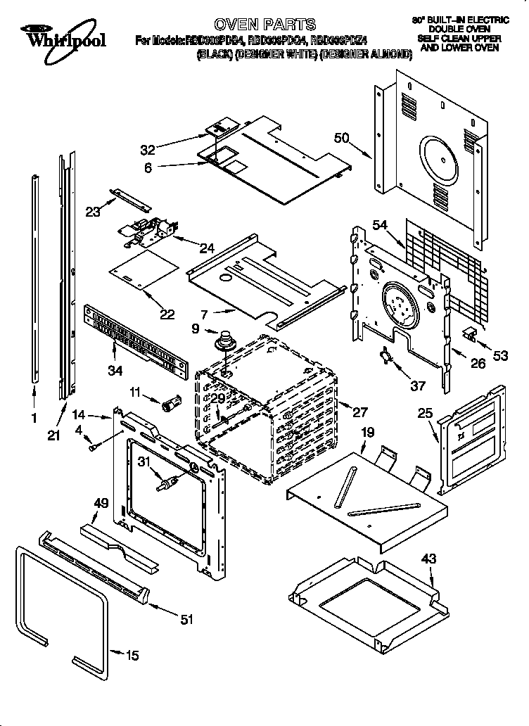 Whirlpool RBD306PDQ4 oven diagram
