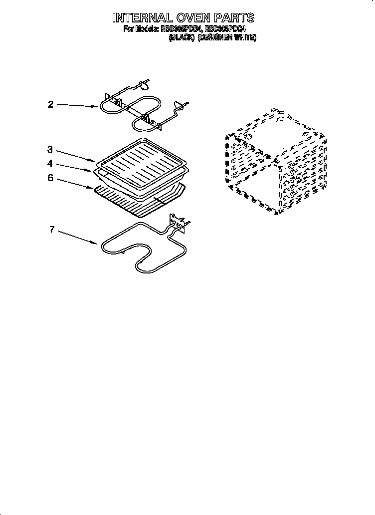 Whirlpool RBD305PDB4 internal oven diagram