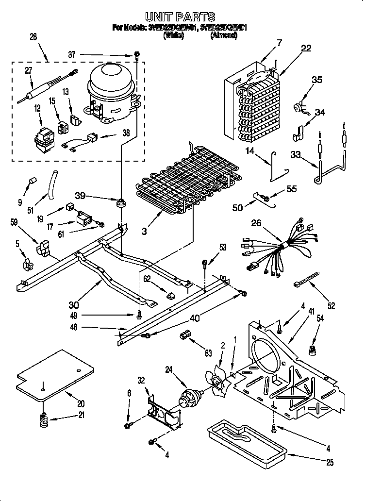 Whirlpool 3VED23DQEW01 unit diagram