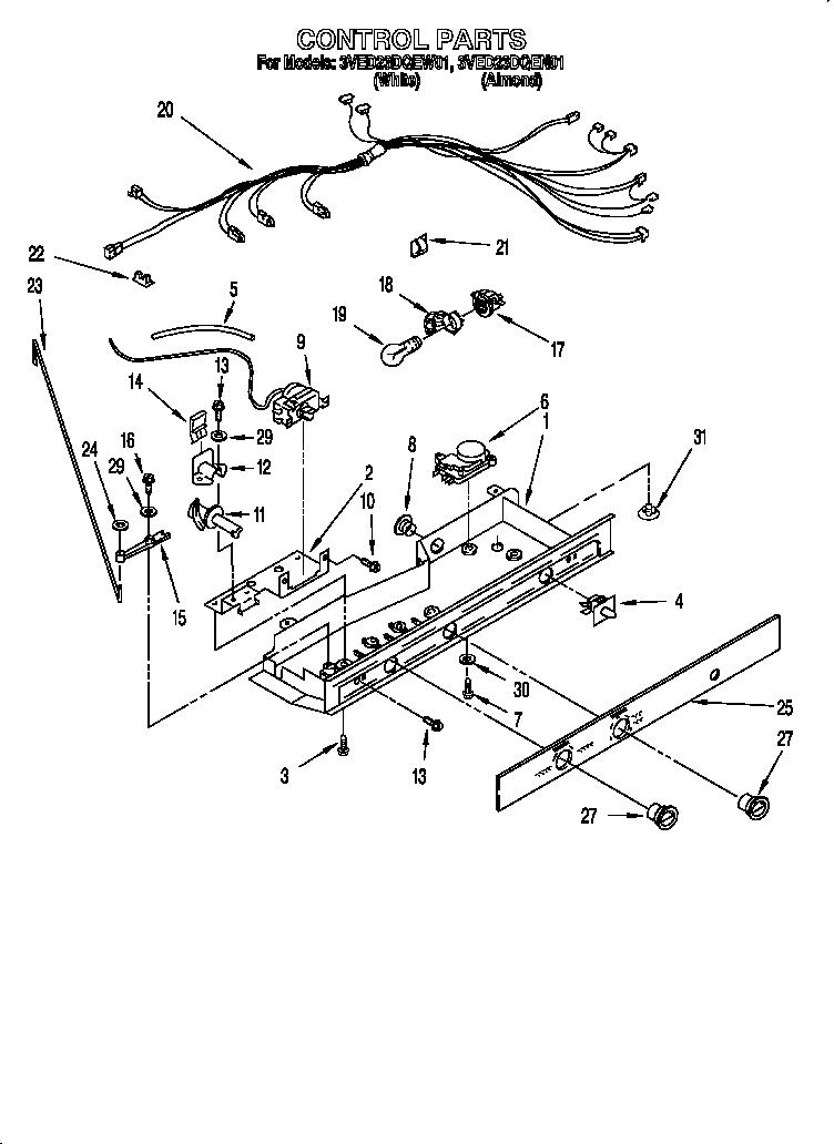 Whirlpool 3VED23DQEW01 control diagram