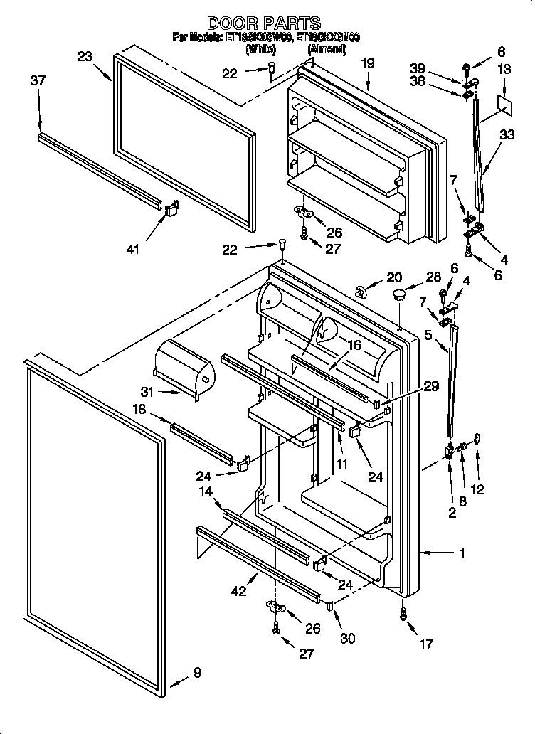 Whirlpool ET18GKXGN00 door diagram