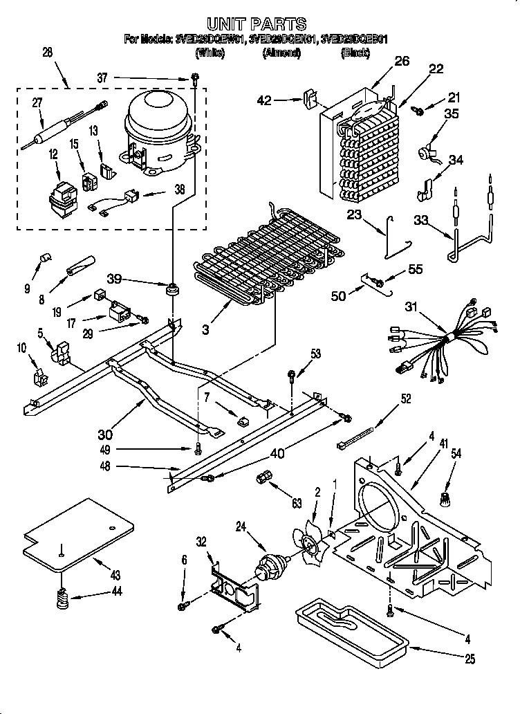 Whirlpool 3VED29DQEN01 unit diagram