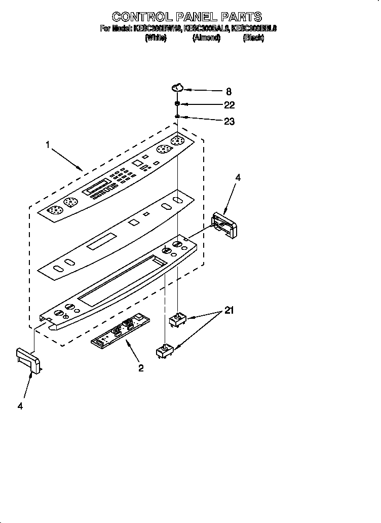 KitchenAid KESC300BBL8 control panel diagram