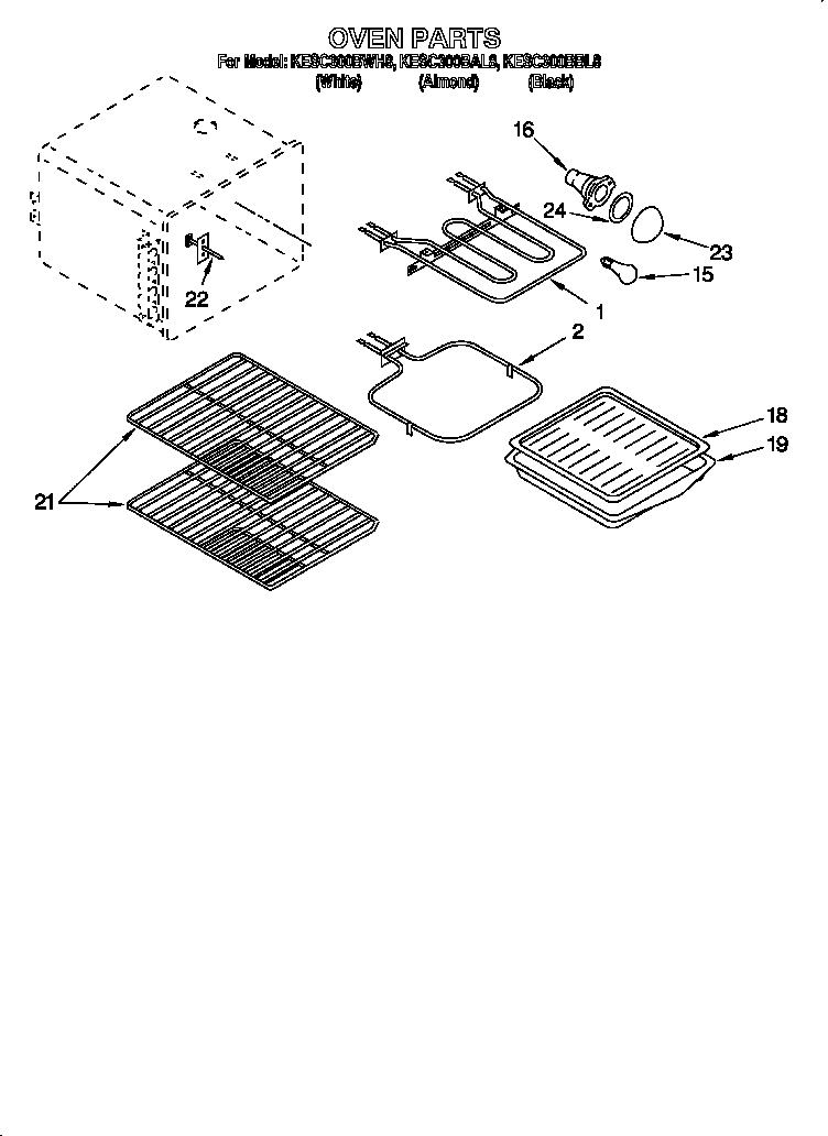 KitchenAid KESC300BBL8 oven diagram