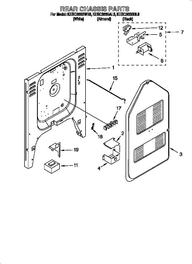KitchenAid KESC300BBL8 rear chassis diagram