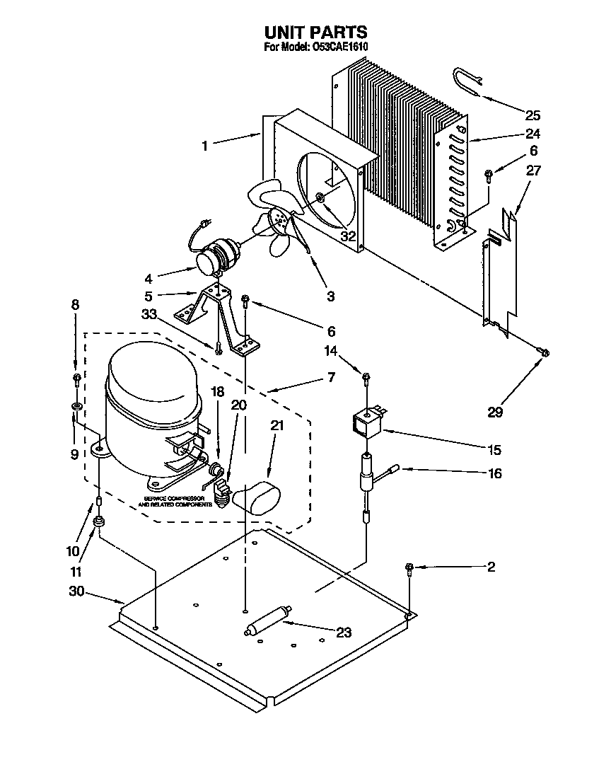 Whirlpool O53CAE1610 unit diagram