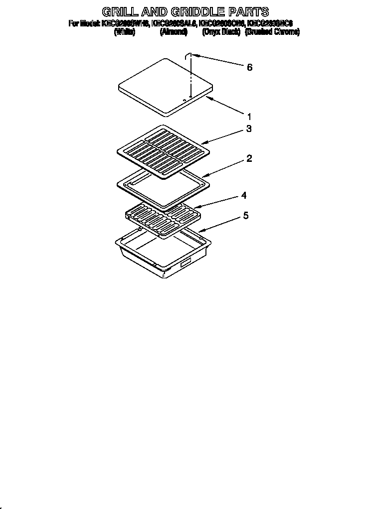 KitchenAid KECG260SWH6 grill and griddle diagram