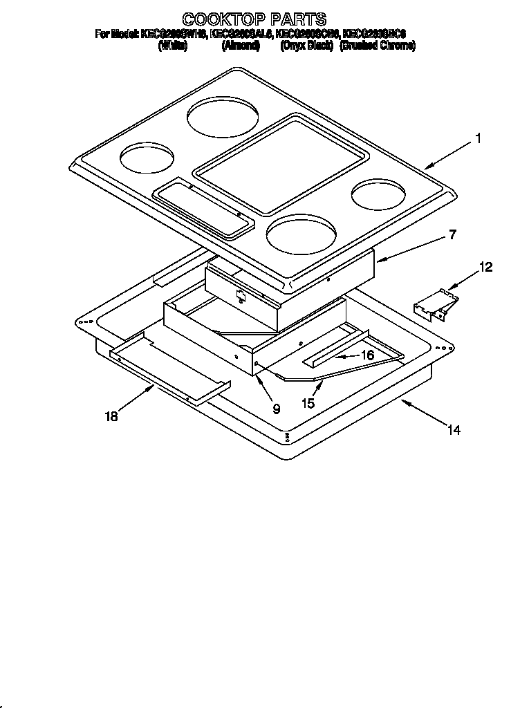 KitchenAid KECG260SWH6 cooktop diagram