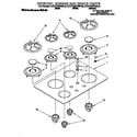 KitchenAid KDDT207BWH9 cooktop, burner and grate diagram