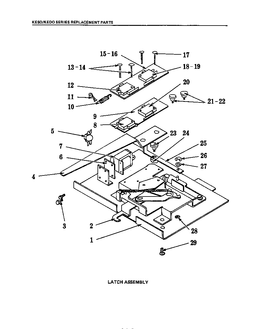 KitchenAid KEDO245 latch assembly diagram