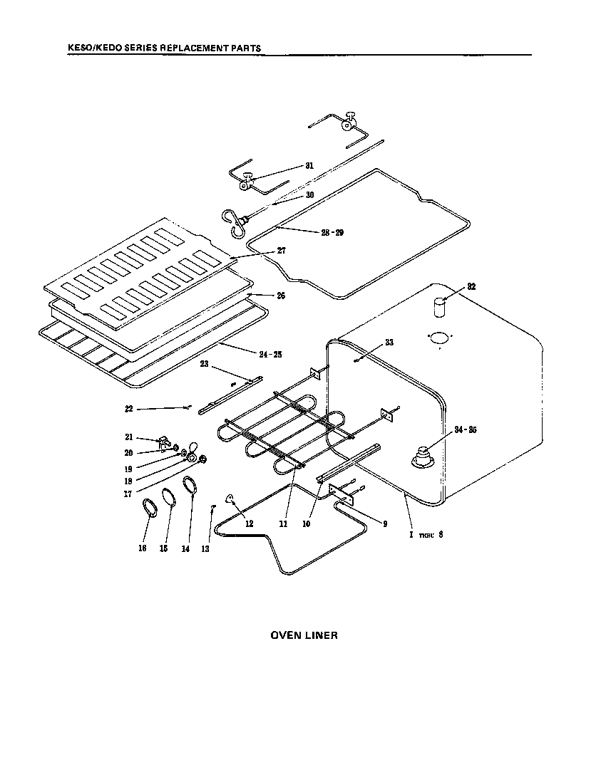 KitchenAid KEDO245 oven liner diagram