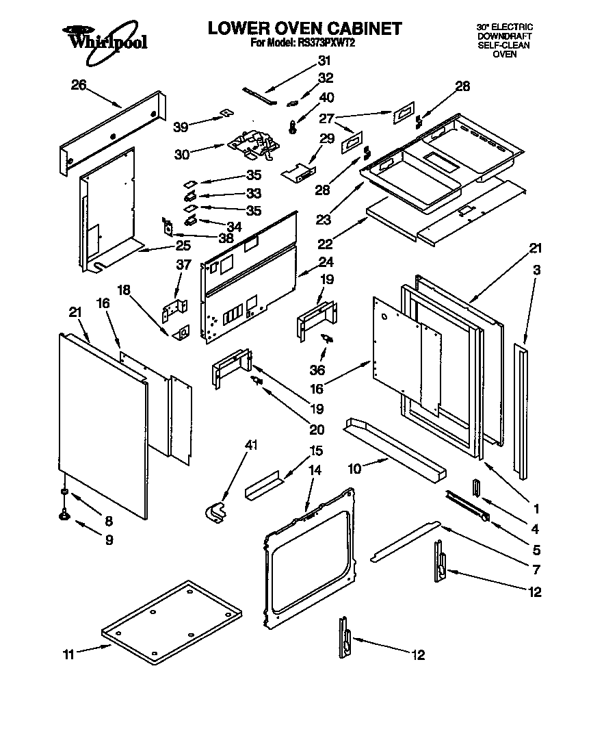 Whirlpool RS373PXWT2 lower oven diagram