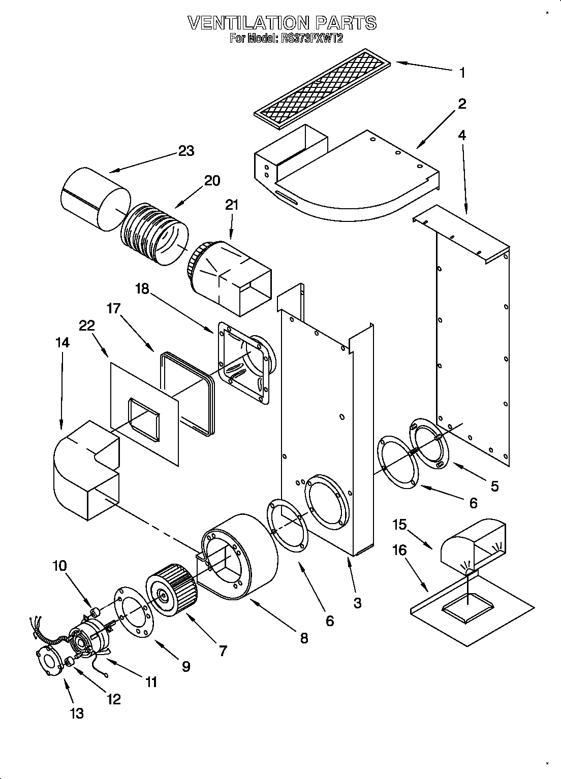 Whirlpool RS373PXWT2 ventilation diagram