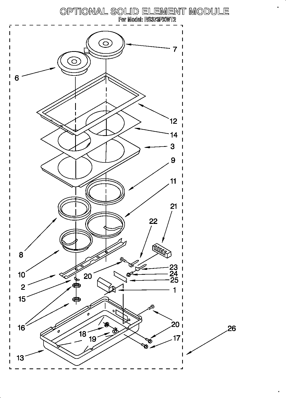 Whirlpool RS373PXWT2 optional solid element diagram