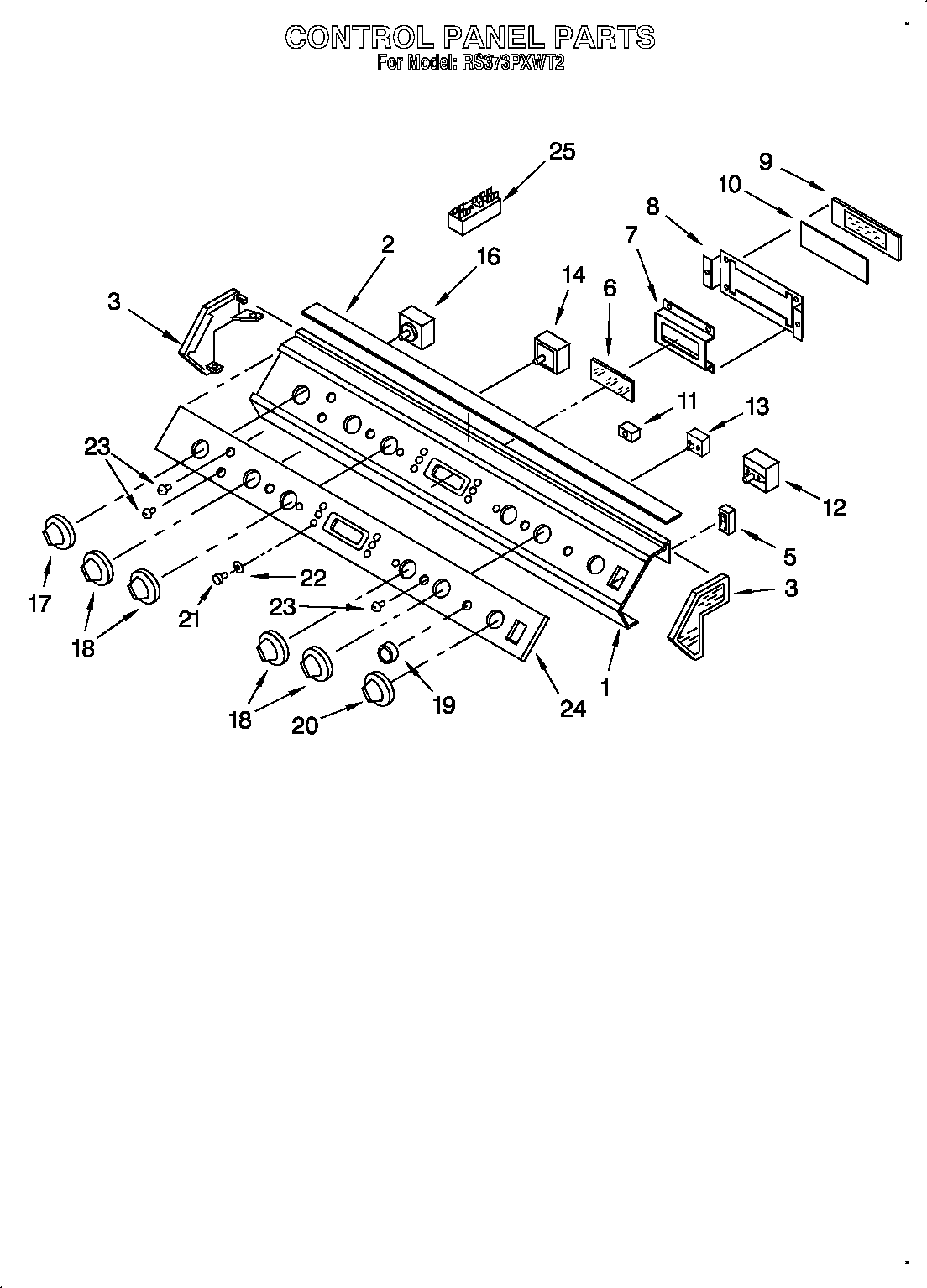 Whirlpool RS373PXWT2 control panel diagram