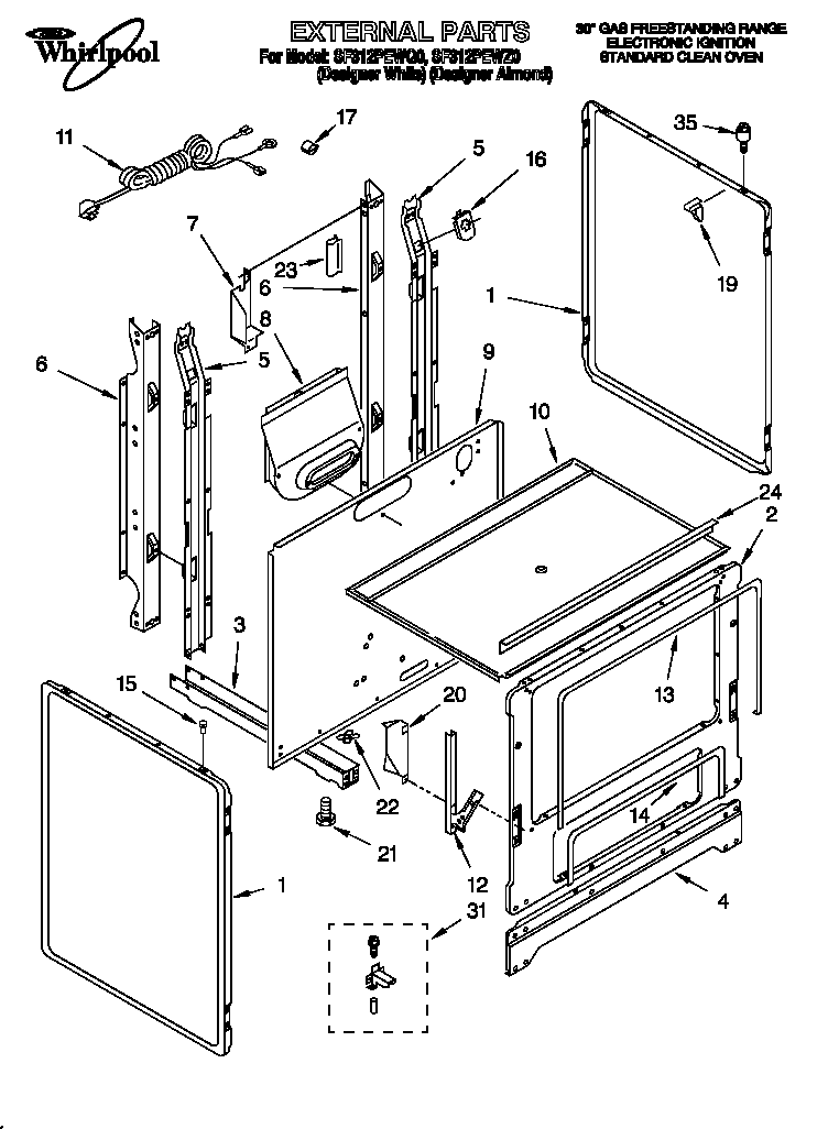 Whirlpool SF312PEWQ0 external diagram