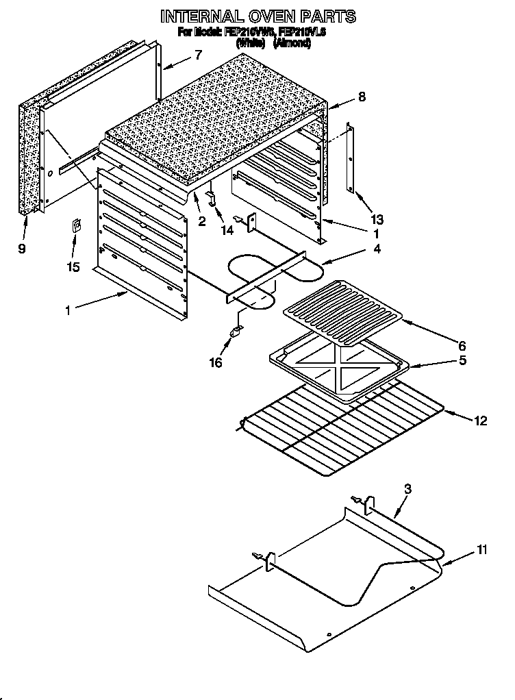 Whirlpool FEP210VL6 internal oven diagram