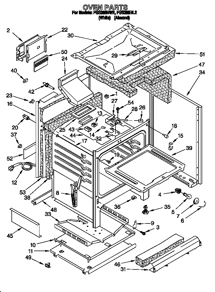 Roper FGS385BL2 oven diagram