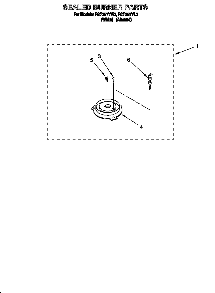 Roper FGP357YW3 sealed burner diagram