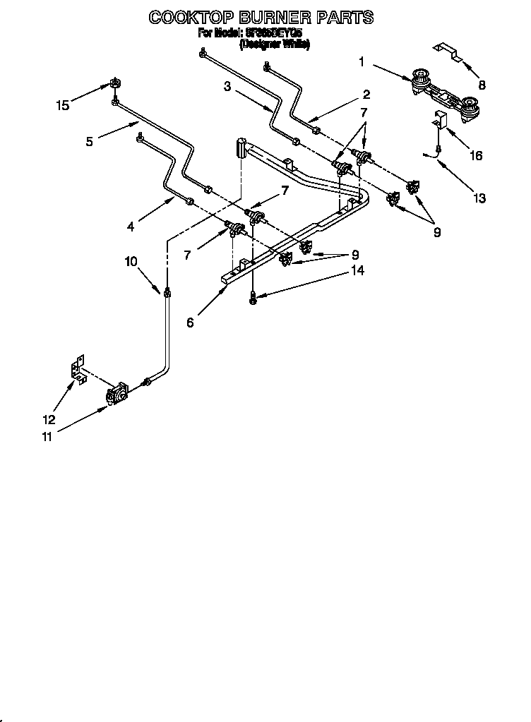 Whirlpool SF365BEYQ5 cooktop burner diagram