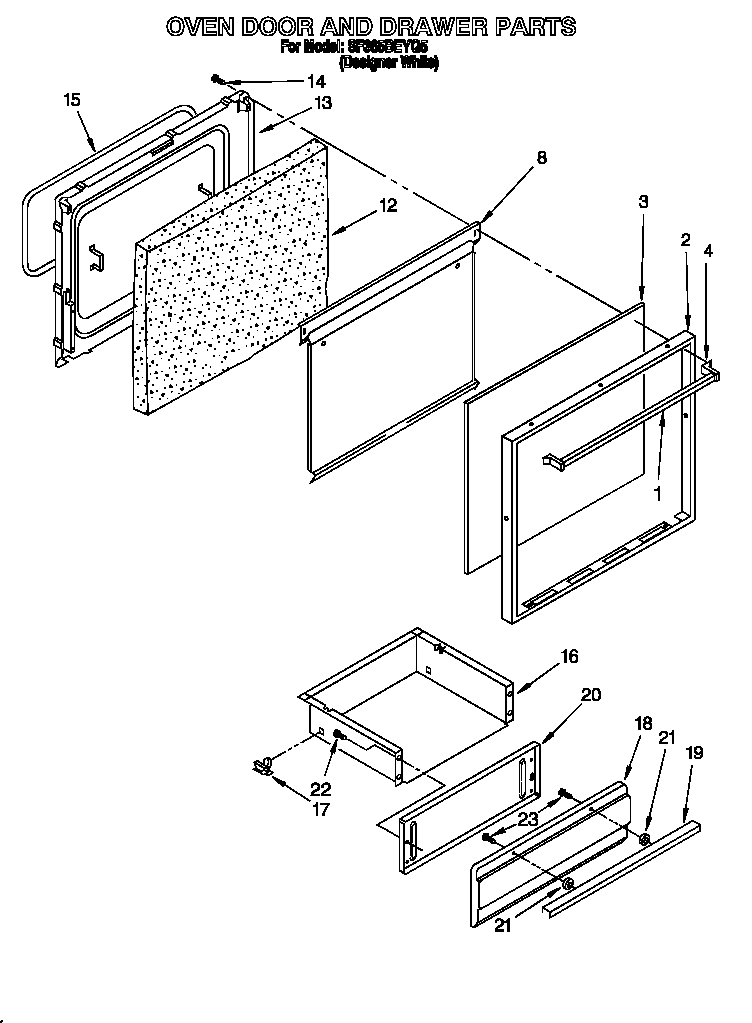 Whirlpool SF365BEYQ5 oven door and drawer diagram