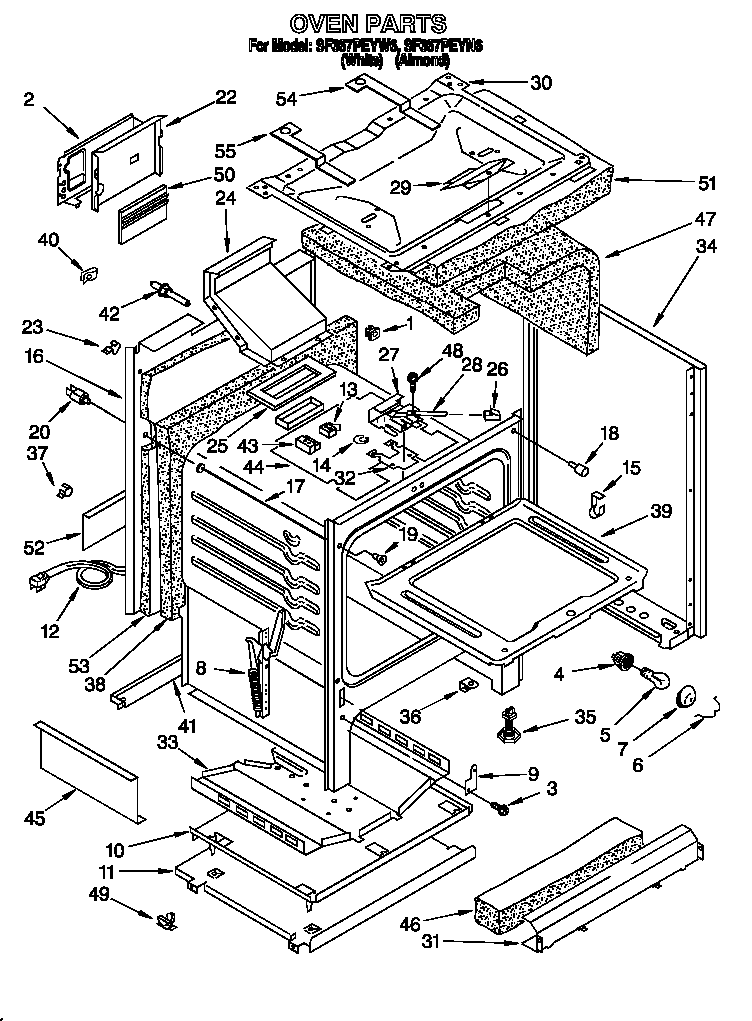 Whirlpool SF367PEYN6 oven diagram