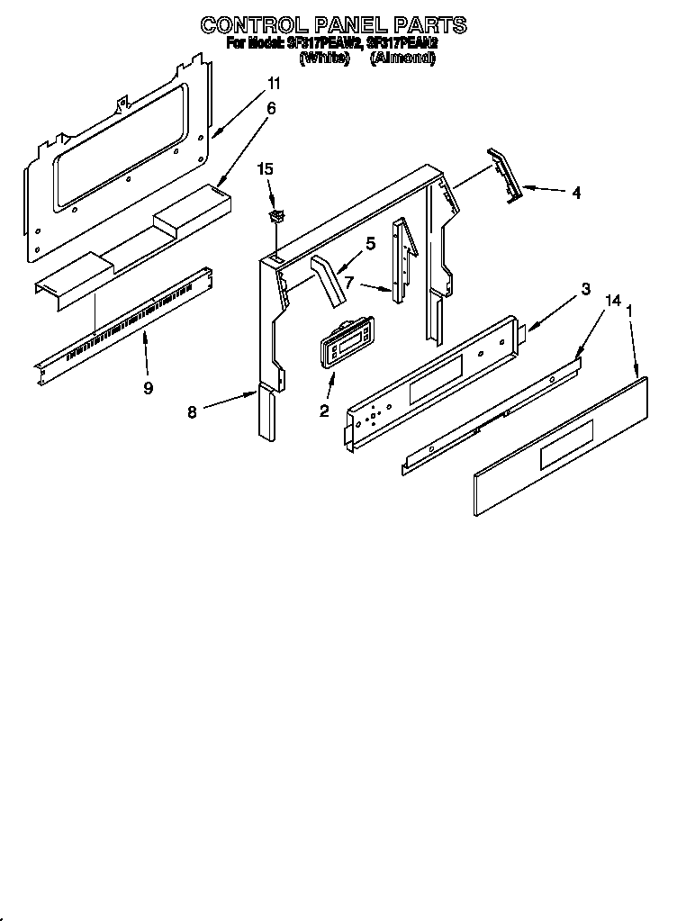 Whirlpool SF317PEAN2 control panel diagram