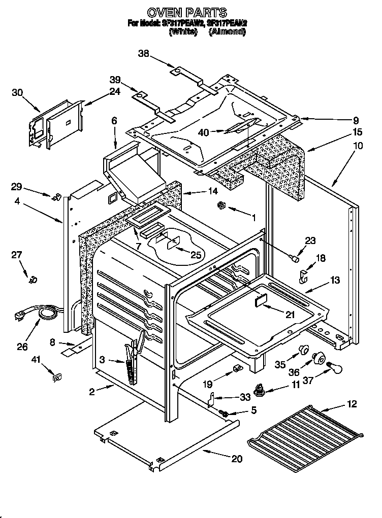 Whirlpool SF317PEAN2 oven diagram