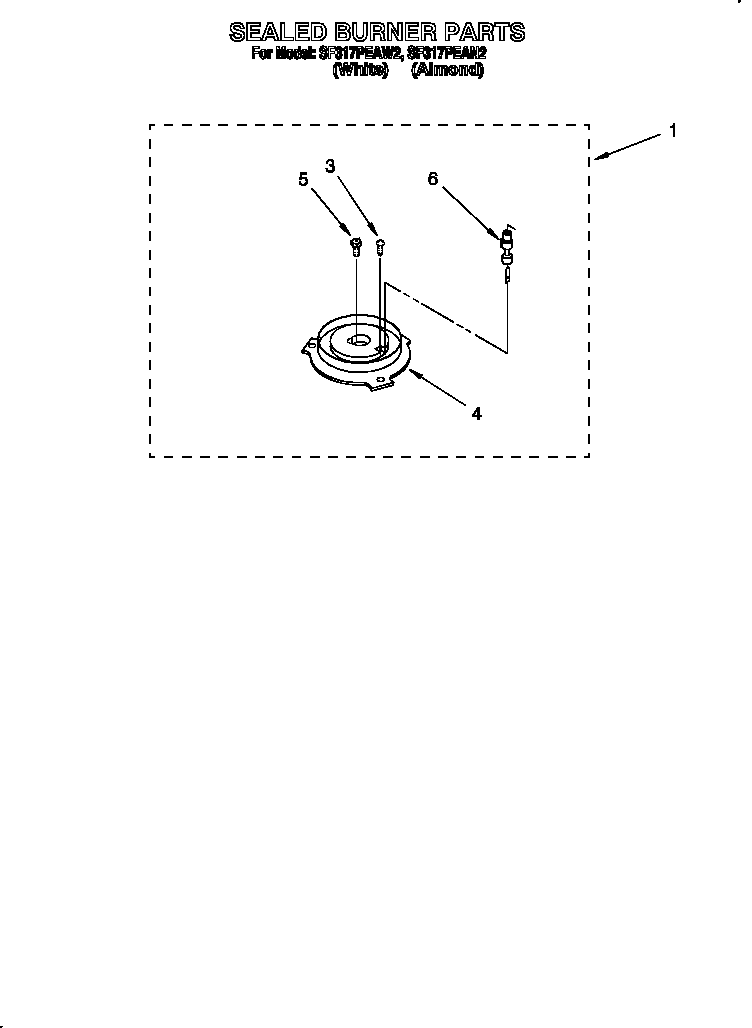 Whirlpool SF317PEAN2 sealed burner diagram