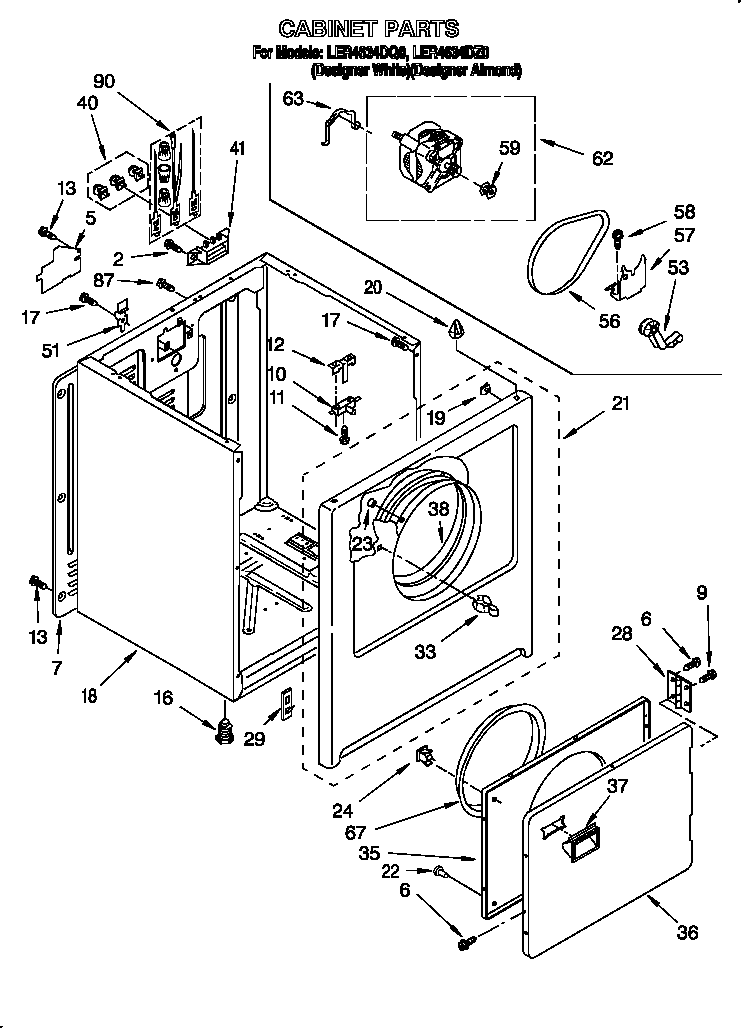 Whirlpool LER4634DQ0 cabinet diagram
