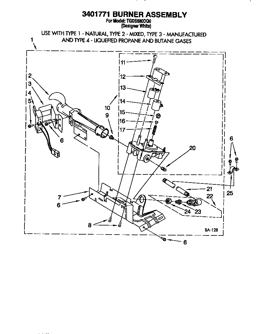 Estate TGDS680DQ0 3401771 burner assembly diagram