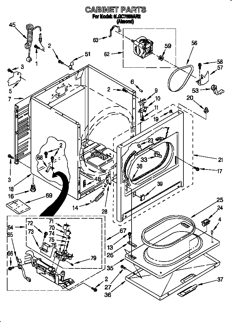 Whirlpool 8LGC7858AN2 cabinet diagram