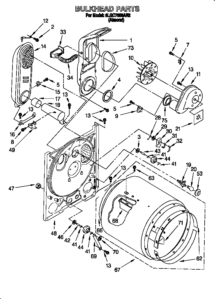 Whirlpool 8LGC7858AN2 bulkhead diagram