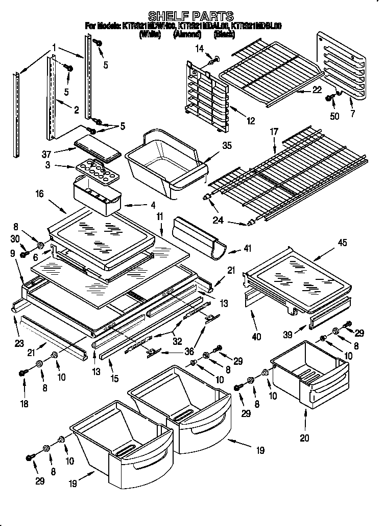 KitchenAid KTRS21MDBL00 shelf diagram