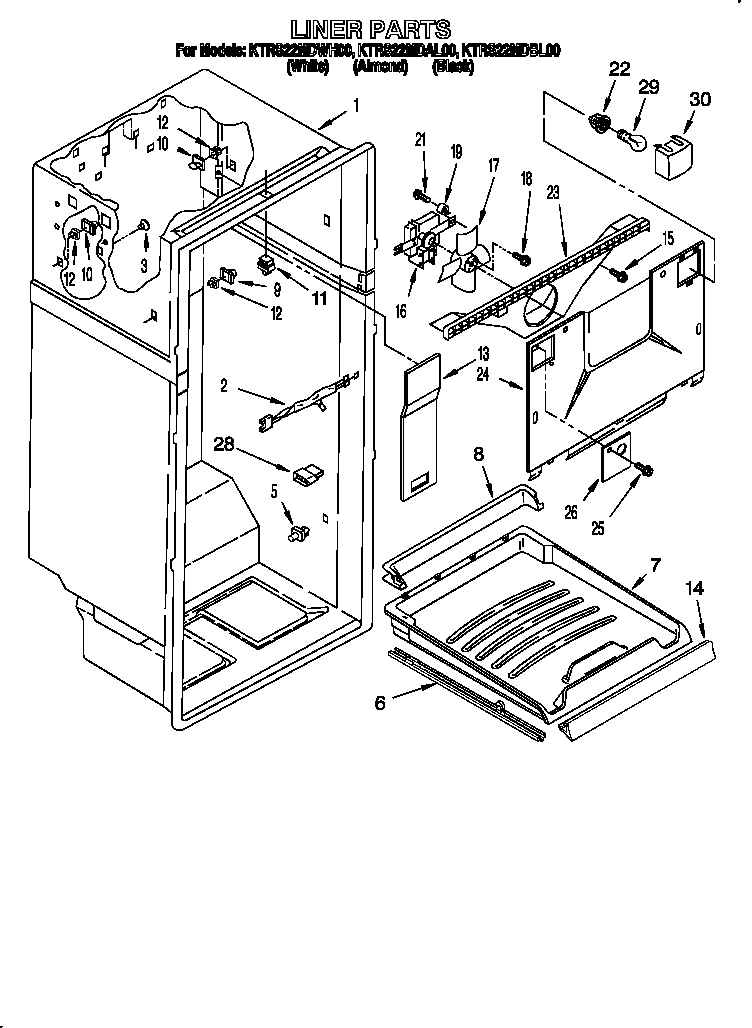 KitchenAid KTRS22MDBL00 liner diagram