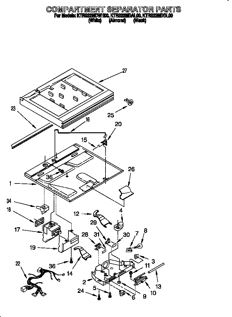 KitchenAid KTRS22MDBL00 compartment separator diagram