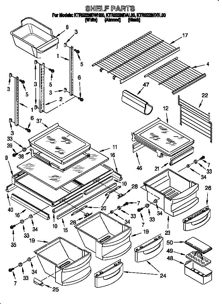 KitchenAid KTRS22MDBL00 shelf diagram