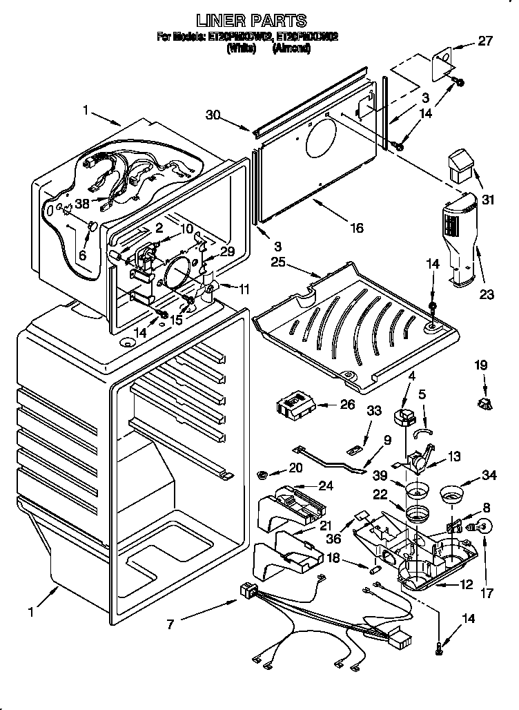 Whirlpool ET20PMXDW02 liner diagram