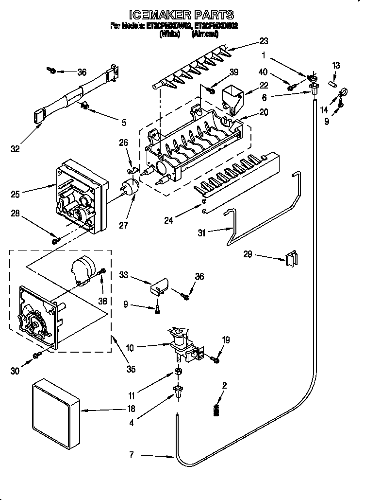 Whirlpool ET20PMXDW02 icemaker diagram