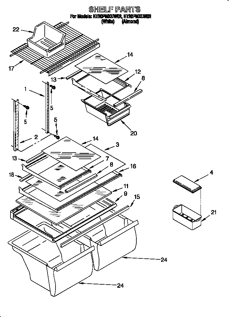 Whirlpool ET20PMXDW02 shelf diagram