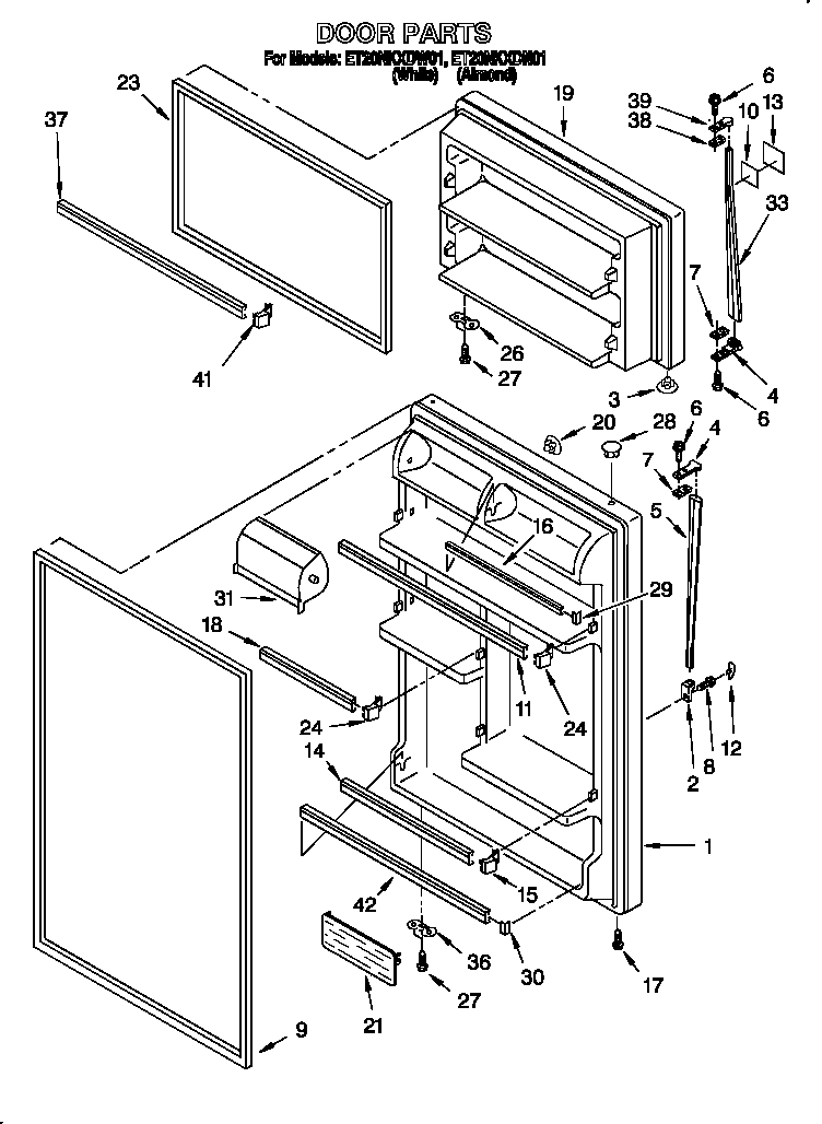 Whirlpool ET20NKXDN01 door diagram